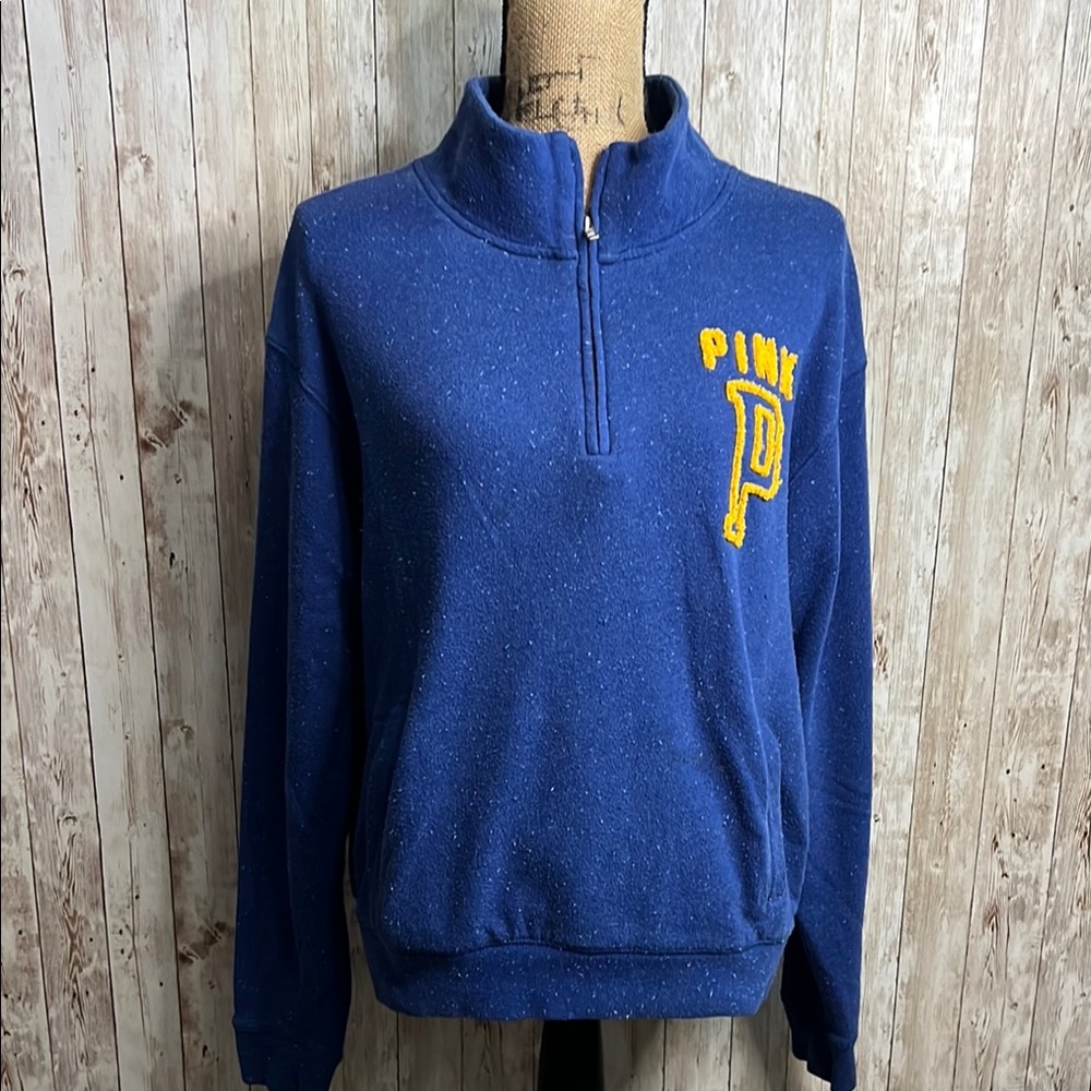 🐺PINK Victoria's Secret Blue and Yellow Zip Up Sweater